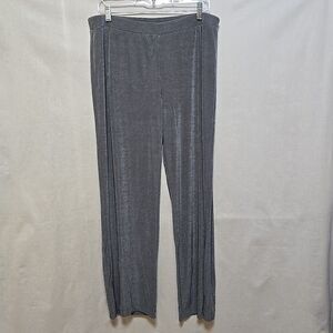 Chico's Travelers Wide Leg Pants Women Sz 2 Large Gray Full Length Pull-on